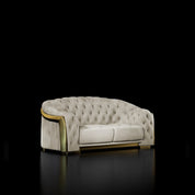 Massimo Lux Brushed Titanium Gold Lovesaeat Beige