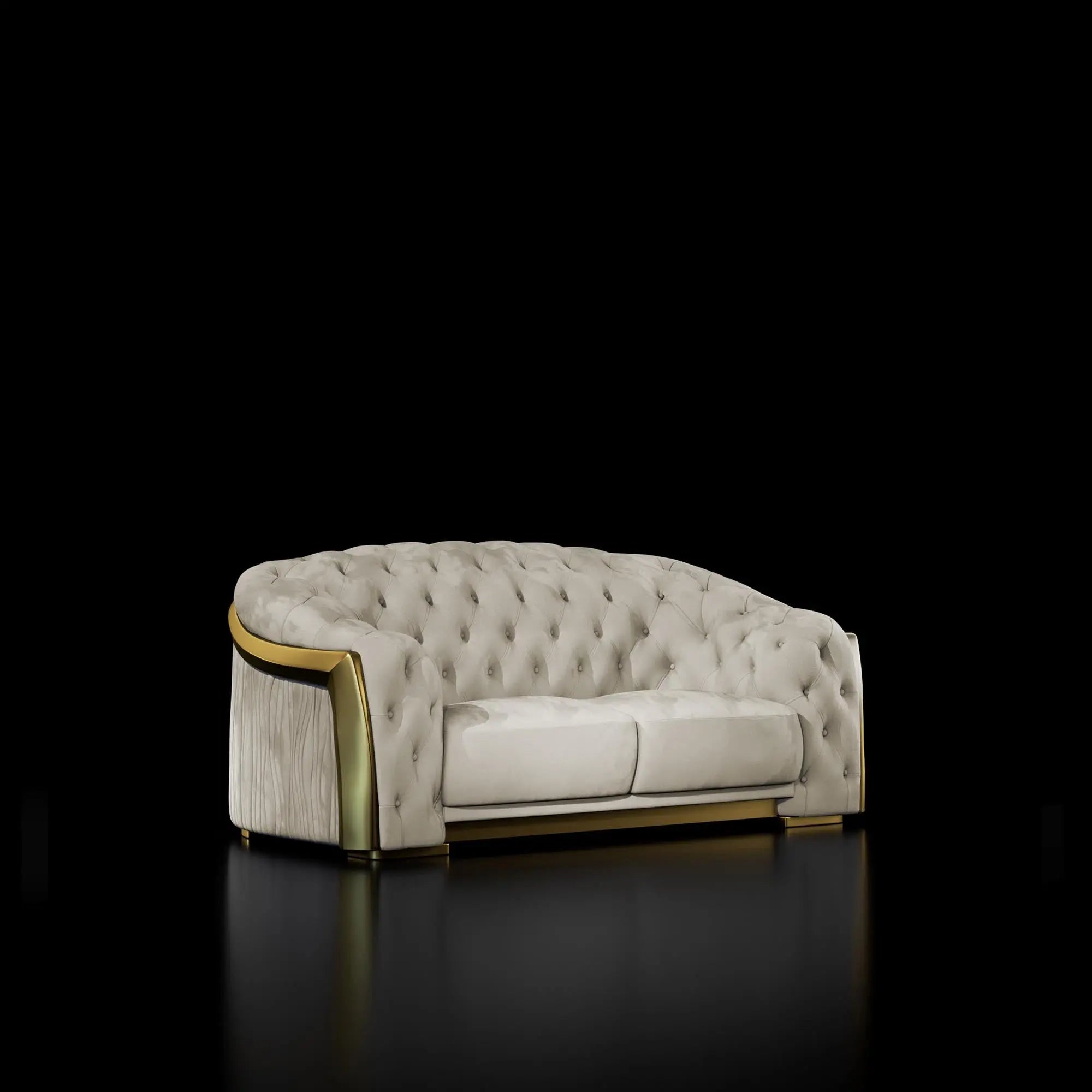 Massimo Lux Brushed Titanium Gold Lovesaeat Beige