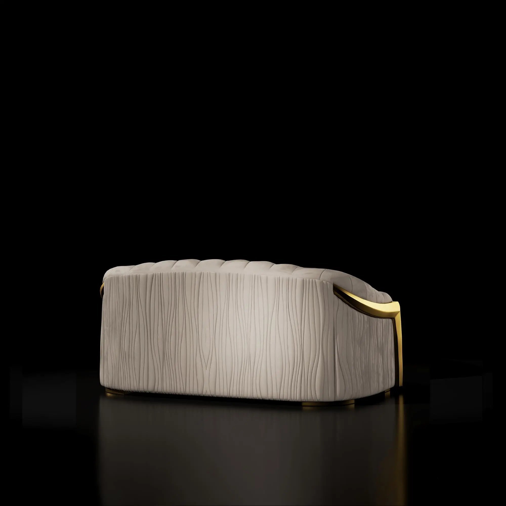 Massimo Lux Brushed Titanium Gold Loveseat Beige Roberto Grassie