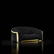 Massimo Lux Brushed Titanium Gold Loveseat Black
