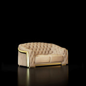 Massimo Lux Brushed Titanium Gold Loveseat Set Taupe