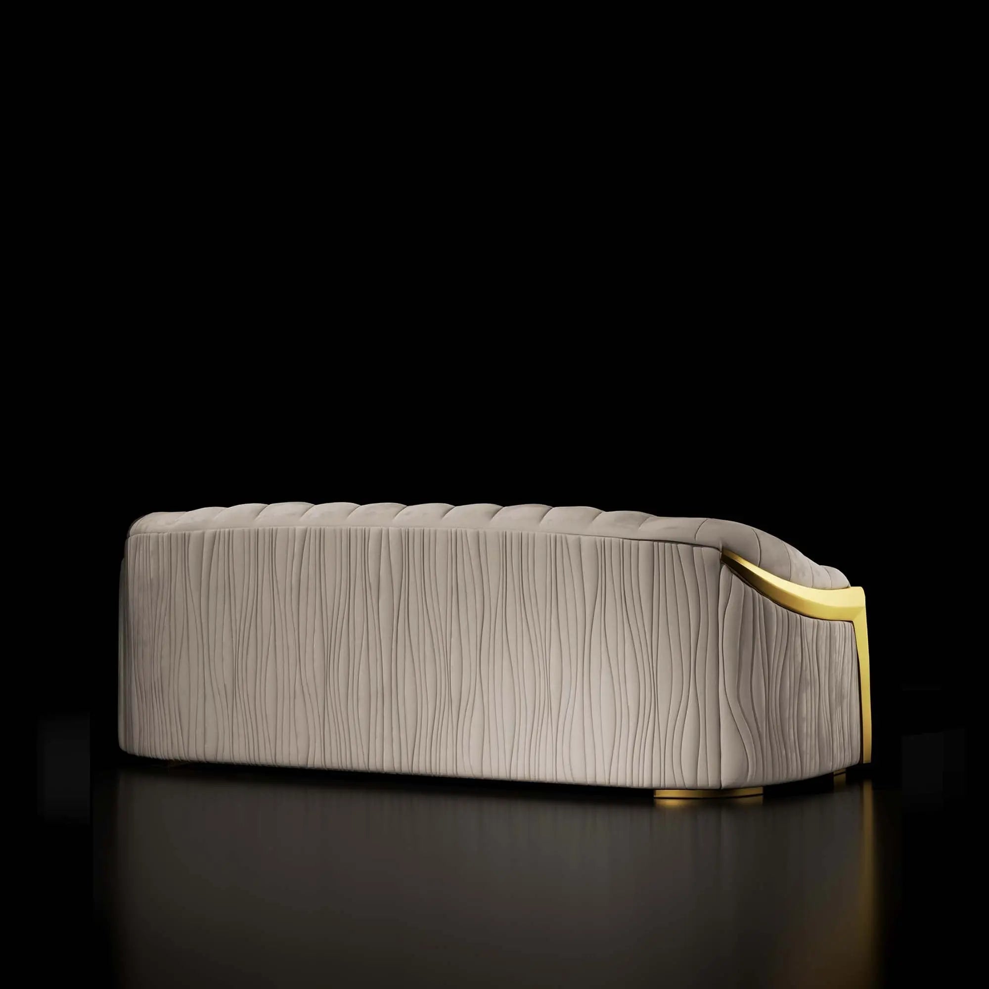 Massimo Lux Brushed Titanium Gold Sofa Beige Roberto Grassie