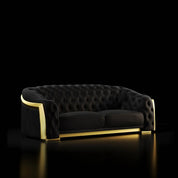 Massimo Lux Brushed Titanium Gold Sofa Black