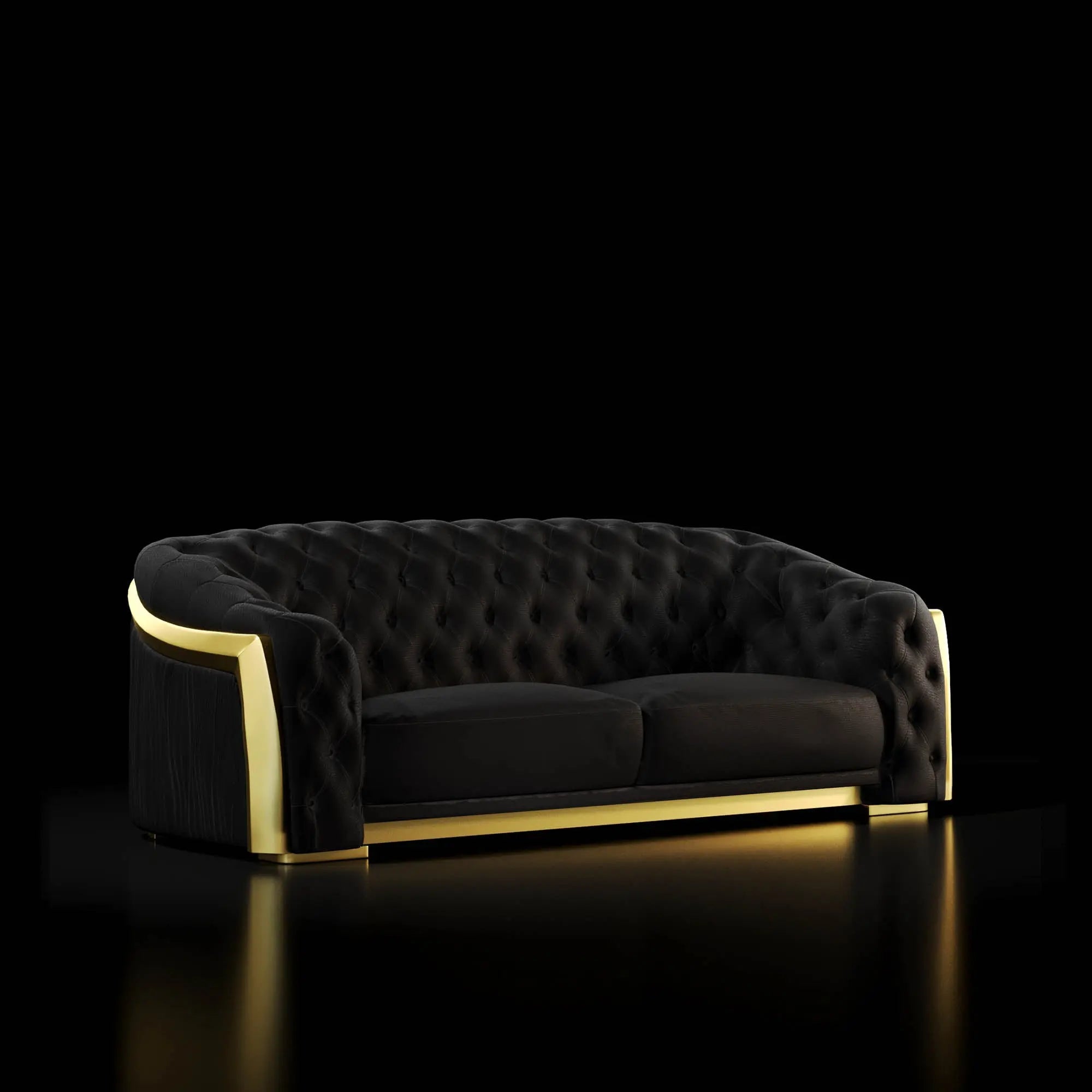 Massimo Lux Brushed Titanium Gold Sofa Black