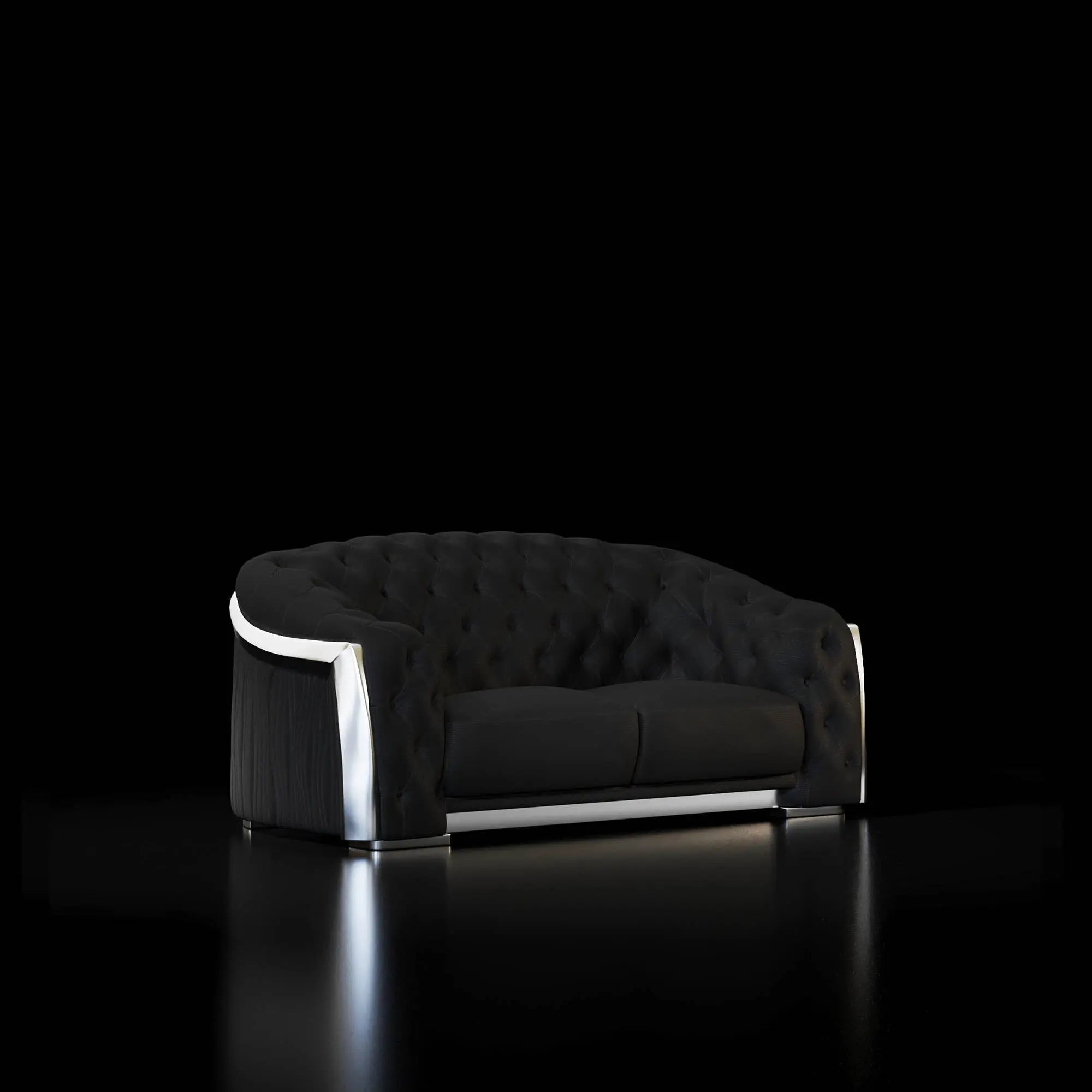 Massimo Lux Silver Loveseat Black