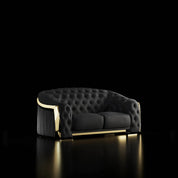 Massimo Lux Titanium Gold Loveseat Black