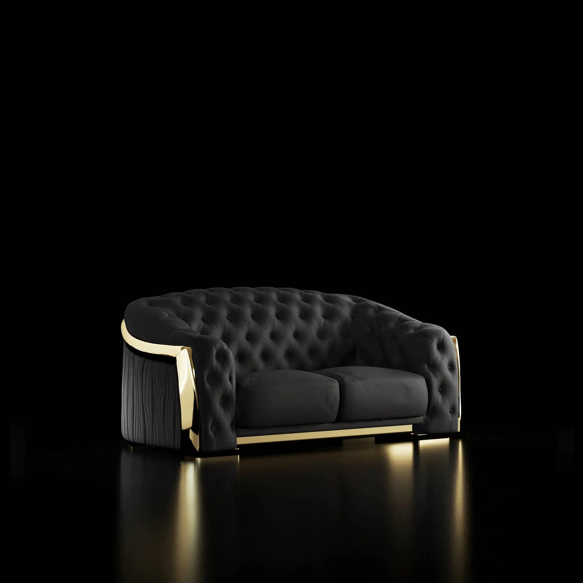Massimo Lux Titanium Gold Loveseat Black