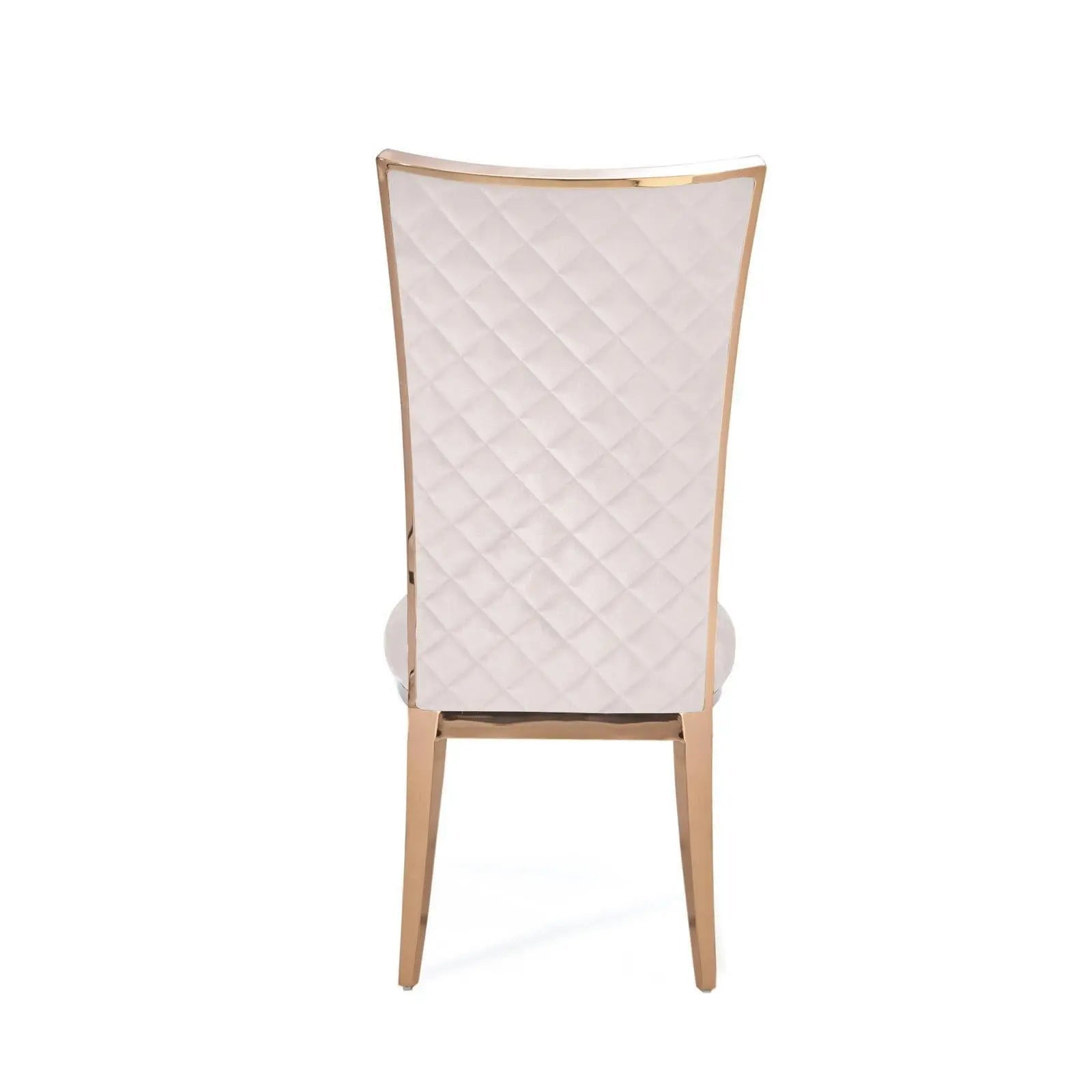 Massimo Rose Gold Polished Stainless Steel Base Beige Luxury Dining Chair