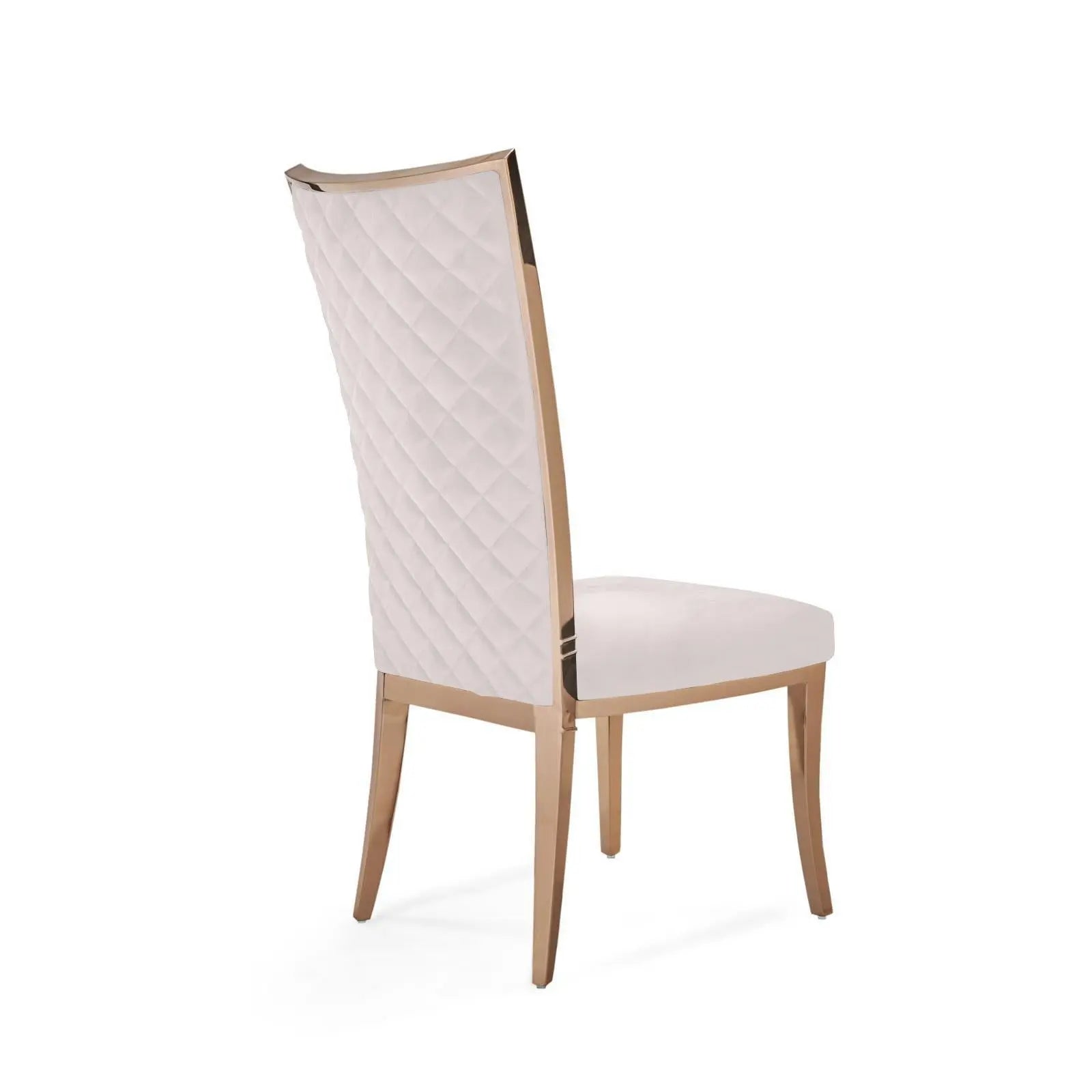 Massimo Rose Gold Polished Stainless Steel Base Beige Roberto Grassie Dining Chair