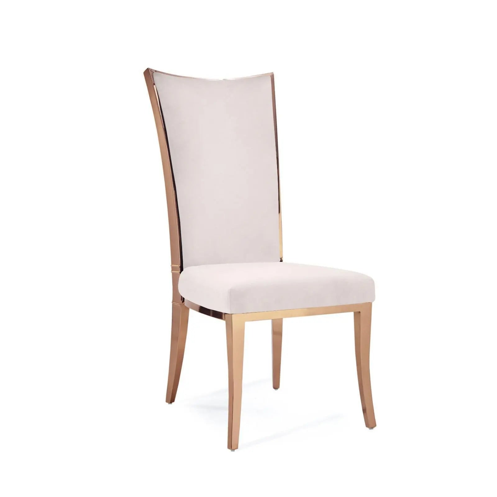Massimo Rose Gold Polished Stainless Steel Base Beige Stylish Dining Chair