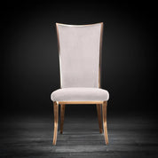 Massimo Rose Gold Polished Stainless Steel Base Beige Stylish Dining Chair