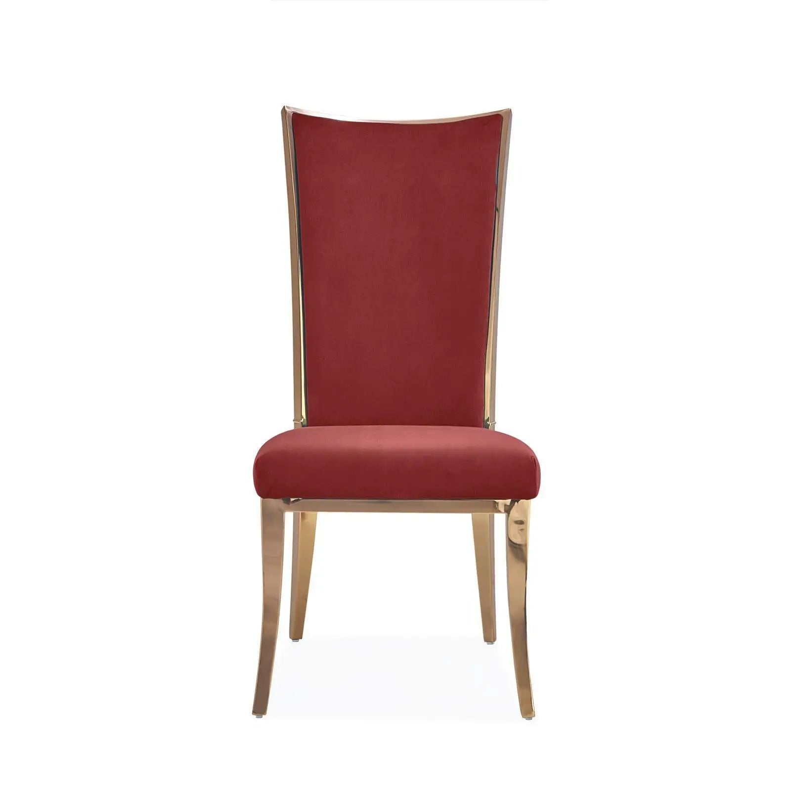 Massimo Rose Gold Polished Stainless Steel Base Burgundy Dining Chair