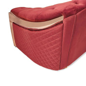 Massimo Rose Gold Polished Stainless Steel Base Burgundy Luxury Sofa Set