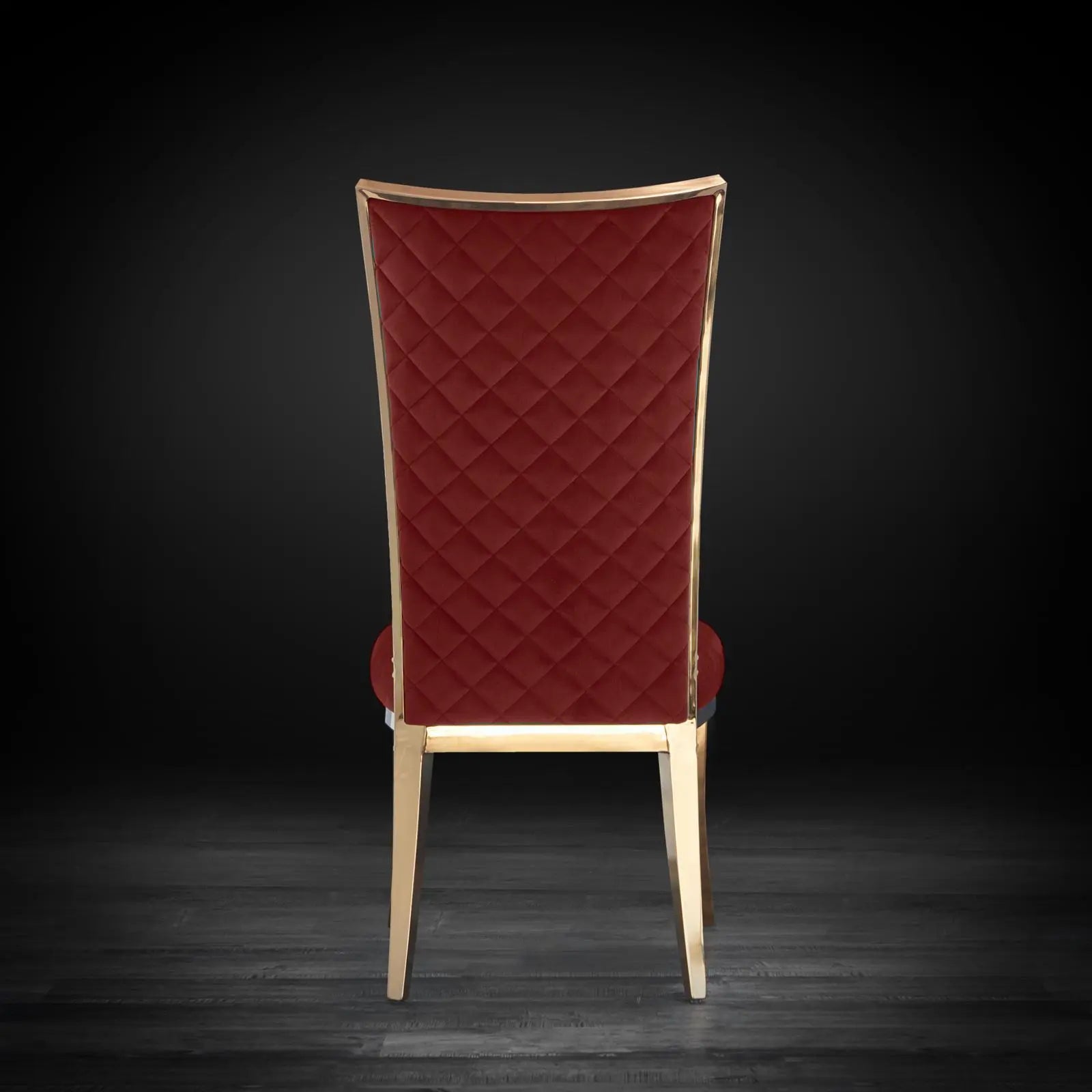 Massimo Rose Gold Polished Stainless Steel Base Burgundy Luxury Dining Chair