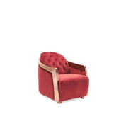 Massimo Rose Gold Polished Stainless Steel Base Burgundy Modern Sofa Set