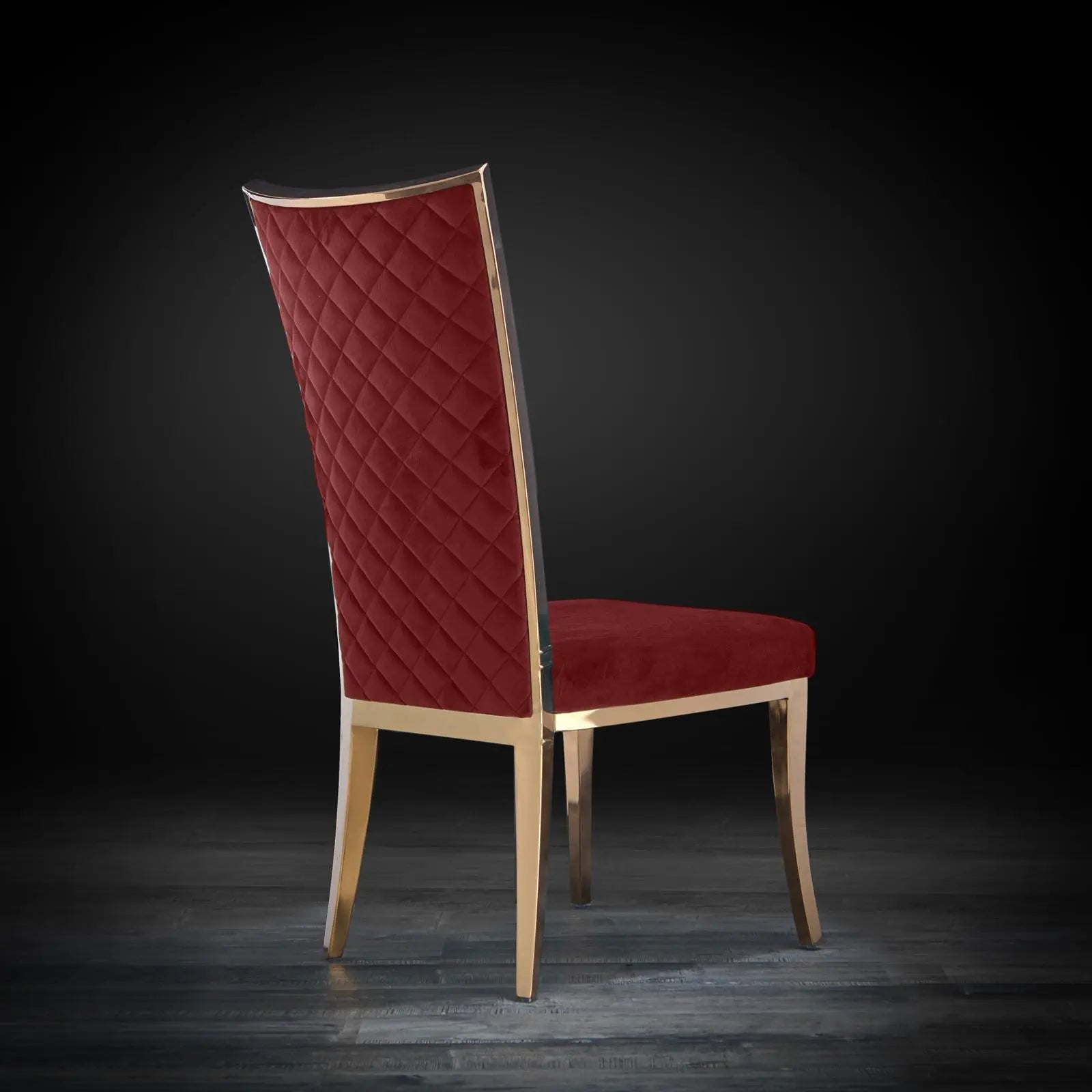 Massimo Rose Gold Polished Stainless Steel Base Burgundy Roberto Grassie Dining Chair
