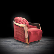 Massimo Rose Gold Polished Stainless Steel Base Burgundy Stylish Sofa Set