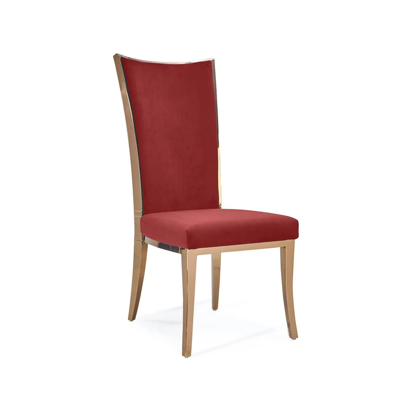 Massimo Rose Gold Polished Stainless Steel Base Burgundy Stylish Dining Chair