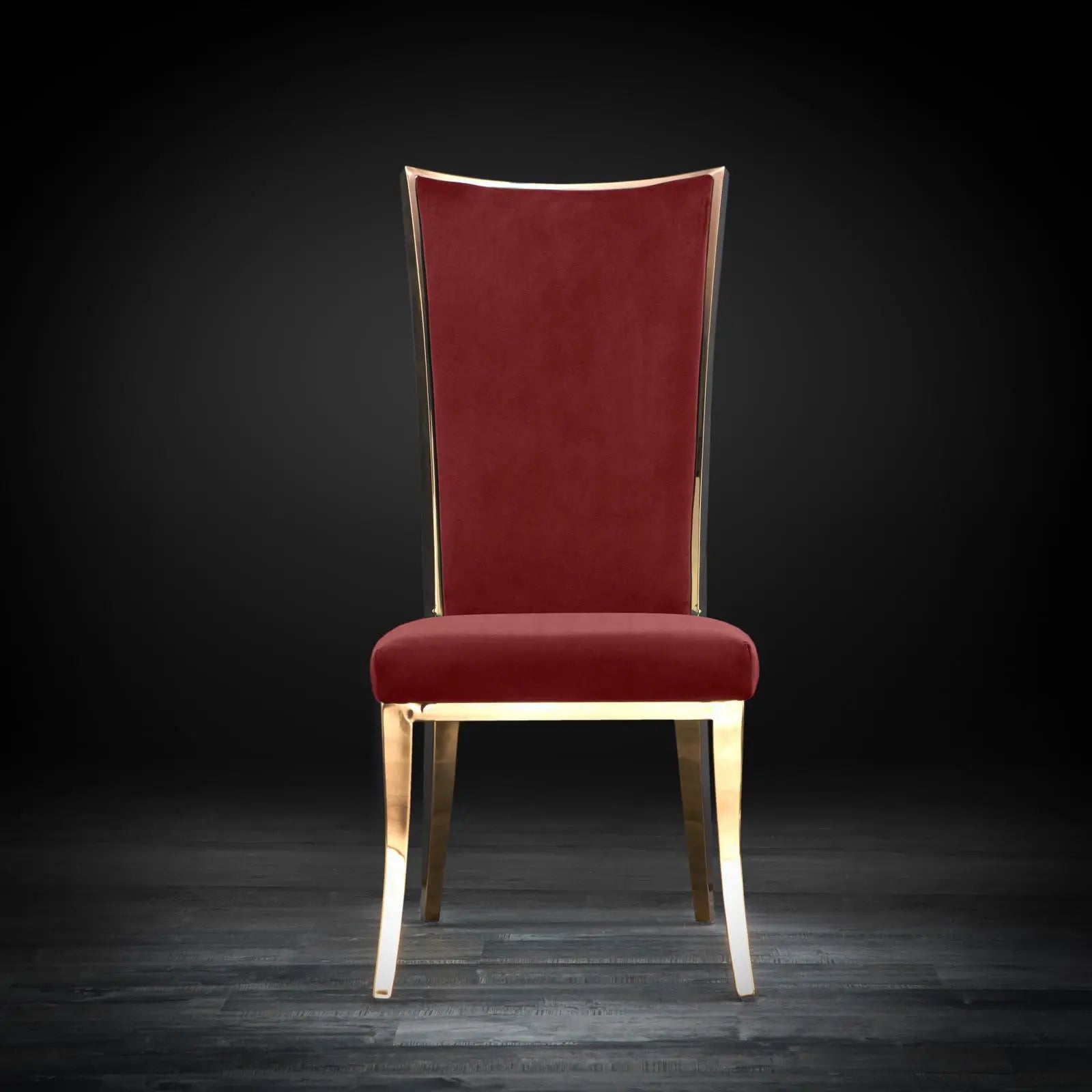 Massimo Rose Gold Polished Stainless Steel Base Burgundy Stylish Dining Chair