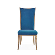 Massimo Rose Gold Polished Stainless Steel Base Dark Blue Dining Chair