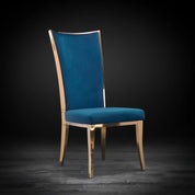 Massimo Rose Gold Polished Stainless Steel Base Dark Blue Modern Dining Chair