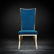 Massimo Rose Gold Polished Stainless Steel Base Dark Blue Stylish Dining Chair