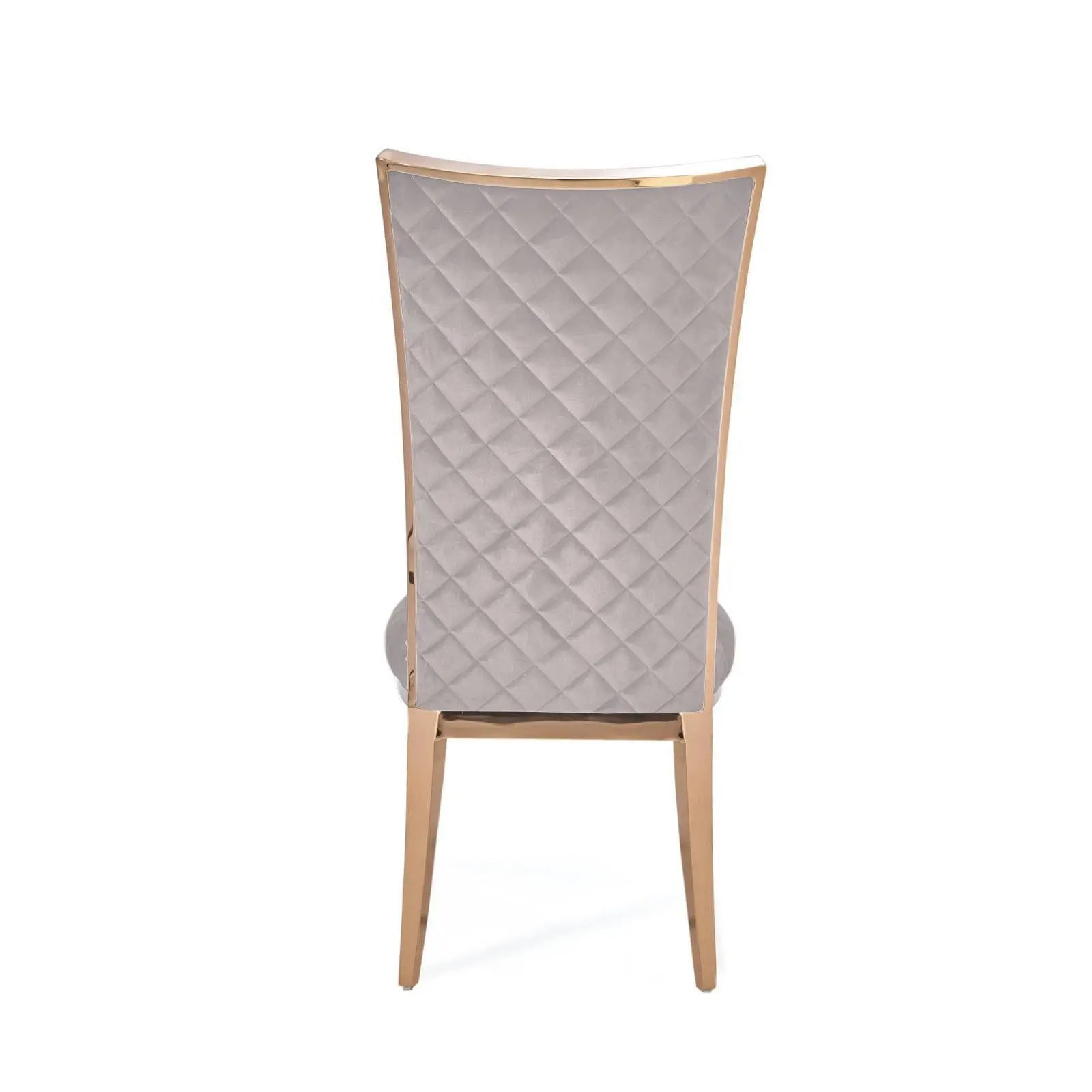Massimo Rose Gold Polished Stainless Steel Base Taupe Luxury Dining Chair