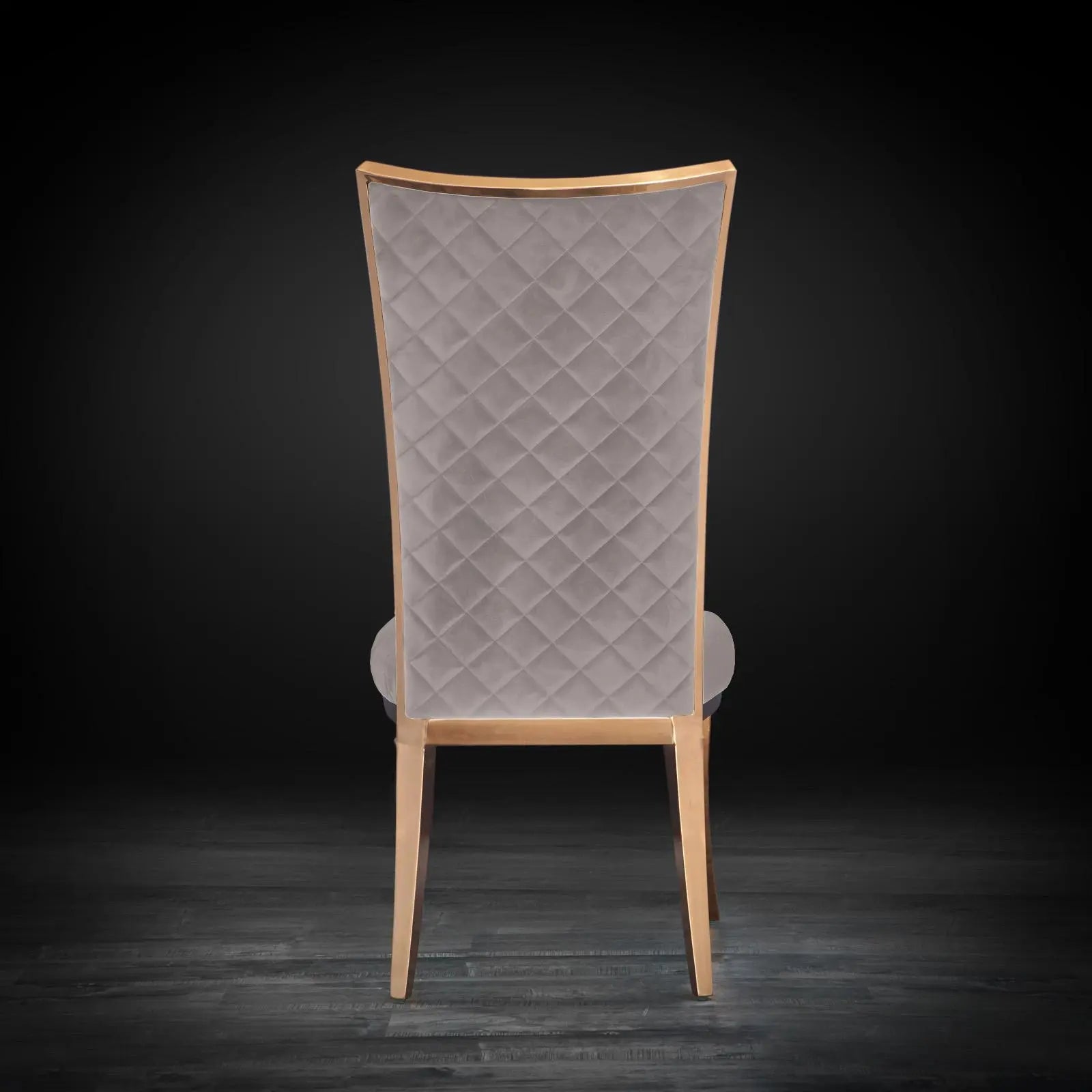Massimo Rose Gold Polished Stainless Steel Base Taupe Luxury Dining Chair