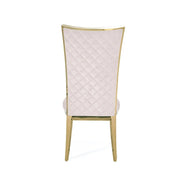 Massimo Titanium Gold Polished Stainless Steel Base Beige Luxury Dining Chair