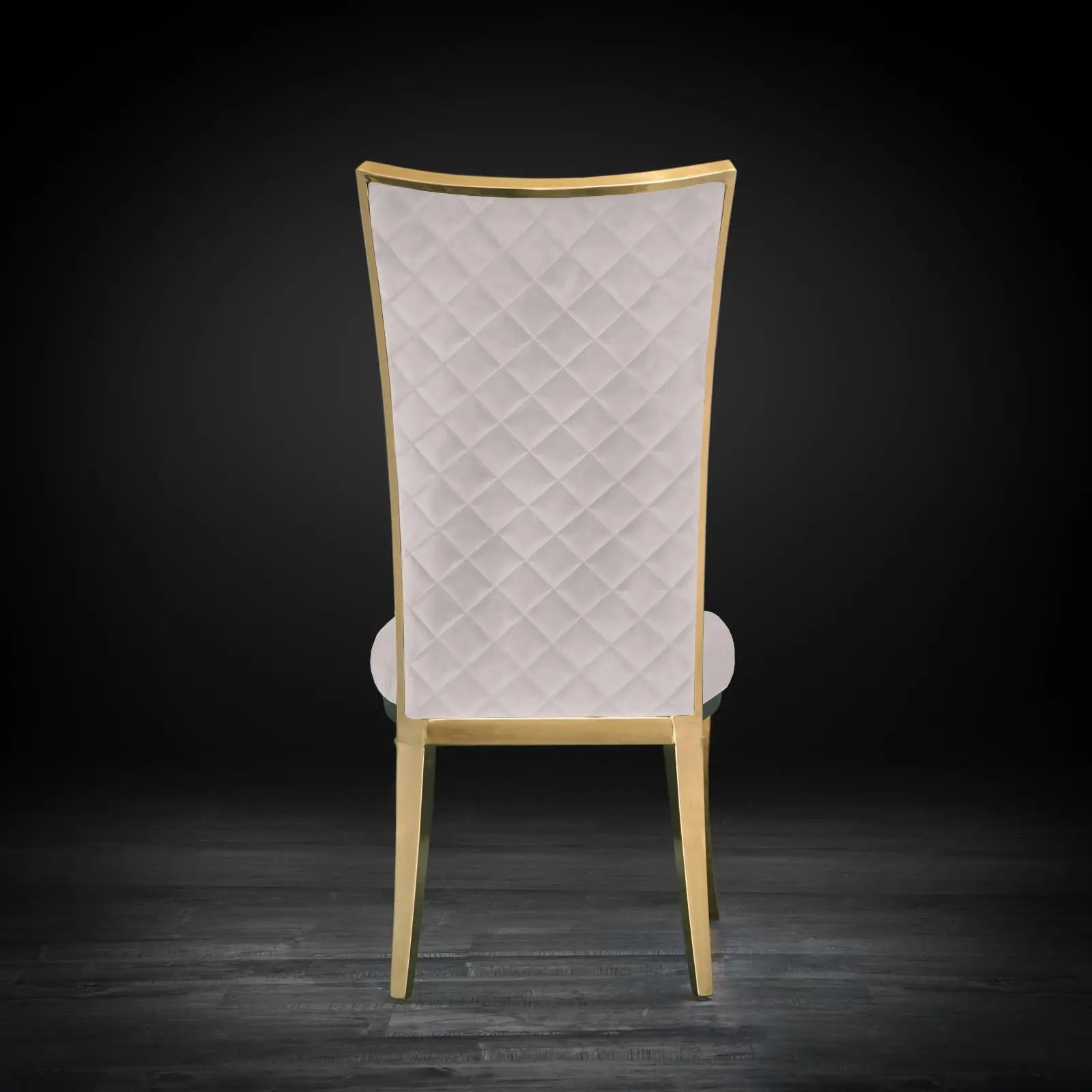 Massimo Titanium Gold Polished Stainless Steel Base Beige Luxury Dining Chair