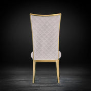 Massimo Titanium Gold Polished Stainless Steel Base Beige Luxury Dining Chair
