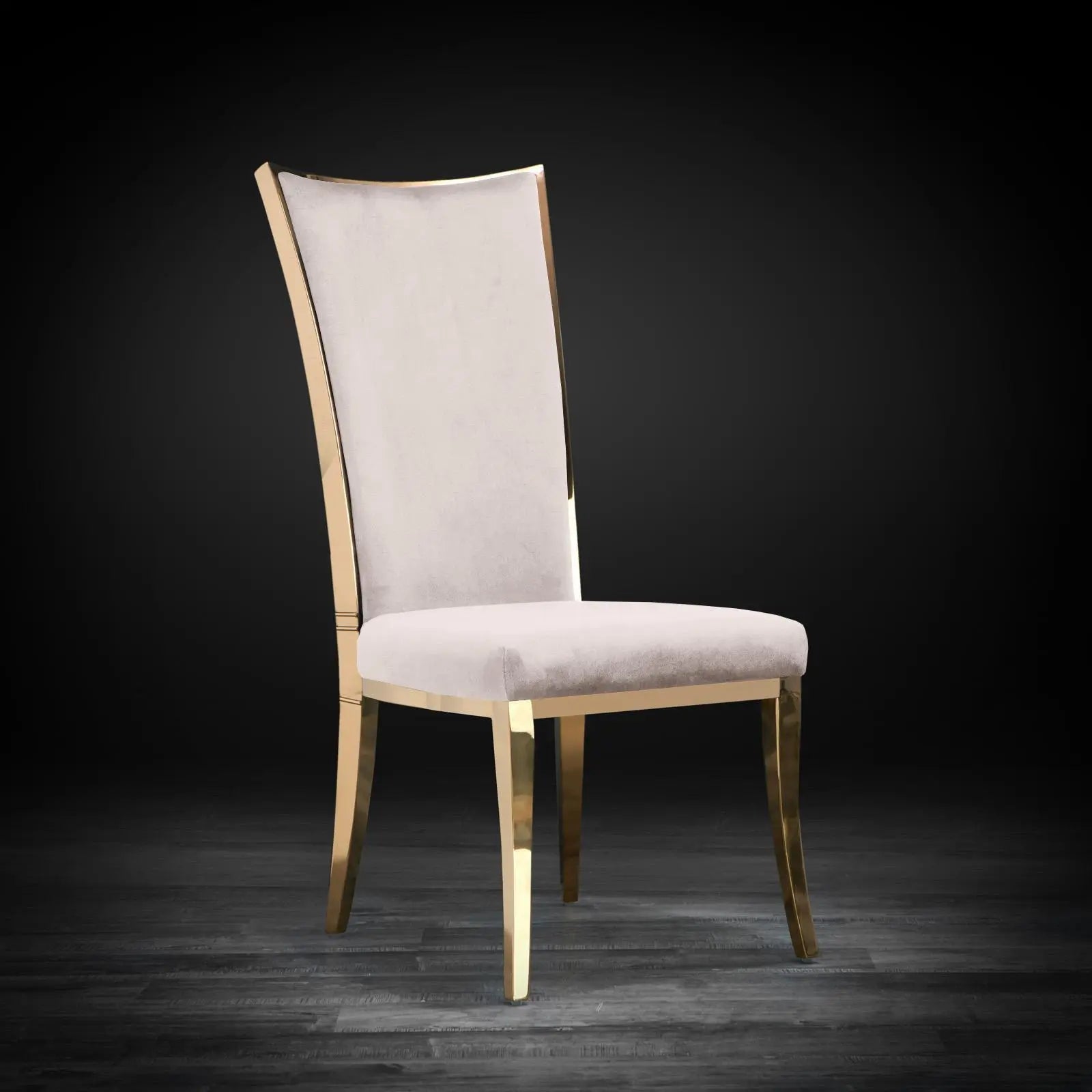 Massimo Titanium Gold Polished Stainless Steel Base Beige Modern Dining Chair