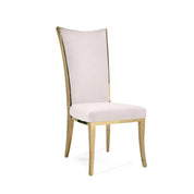 Massimo Titanium Gold Polished Stainless Steel Base Beige Stylish Dining Chair