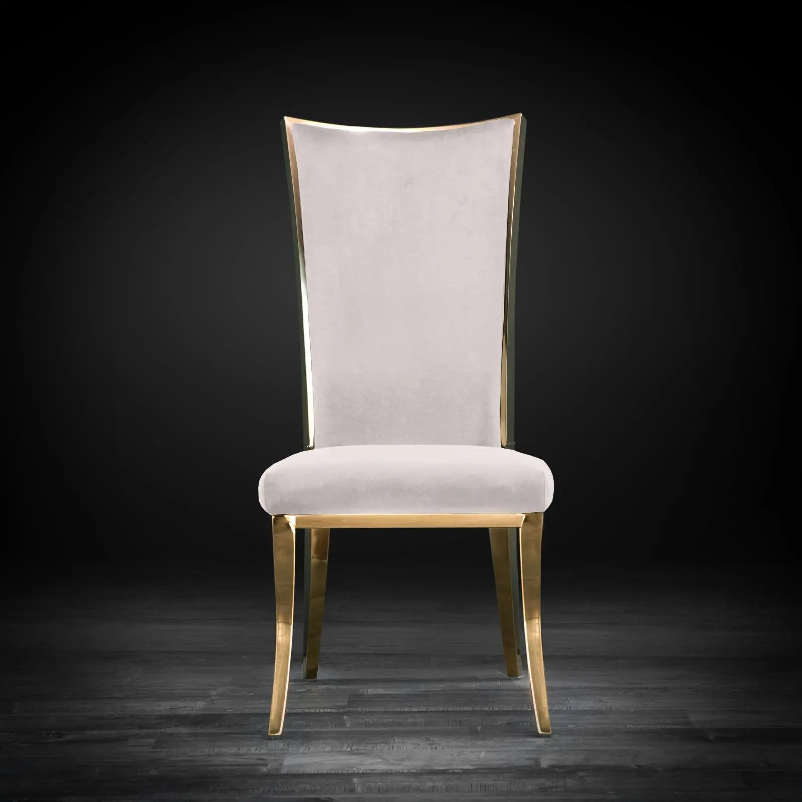 Massimo Titanium Gold Polished Stainless Steel Base Beige Stylish Dining Chair