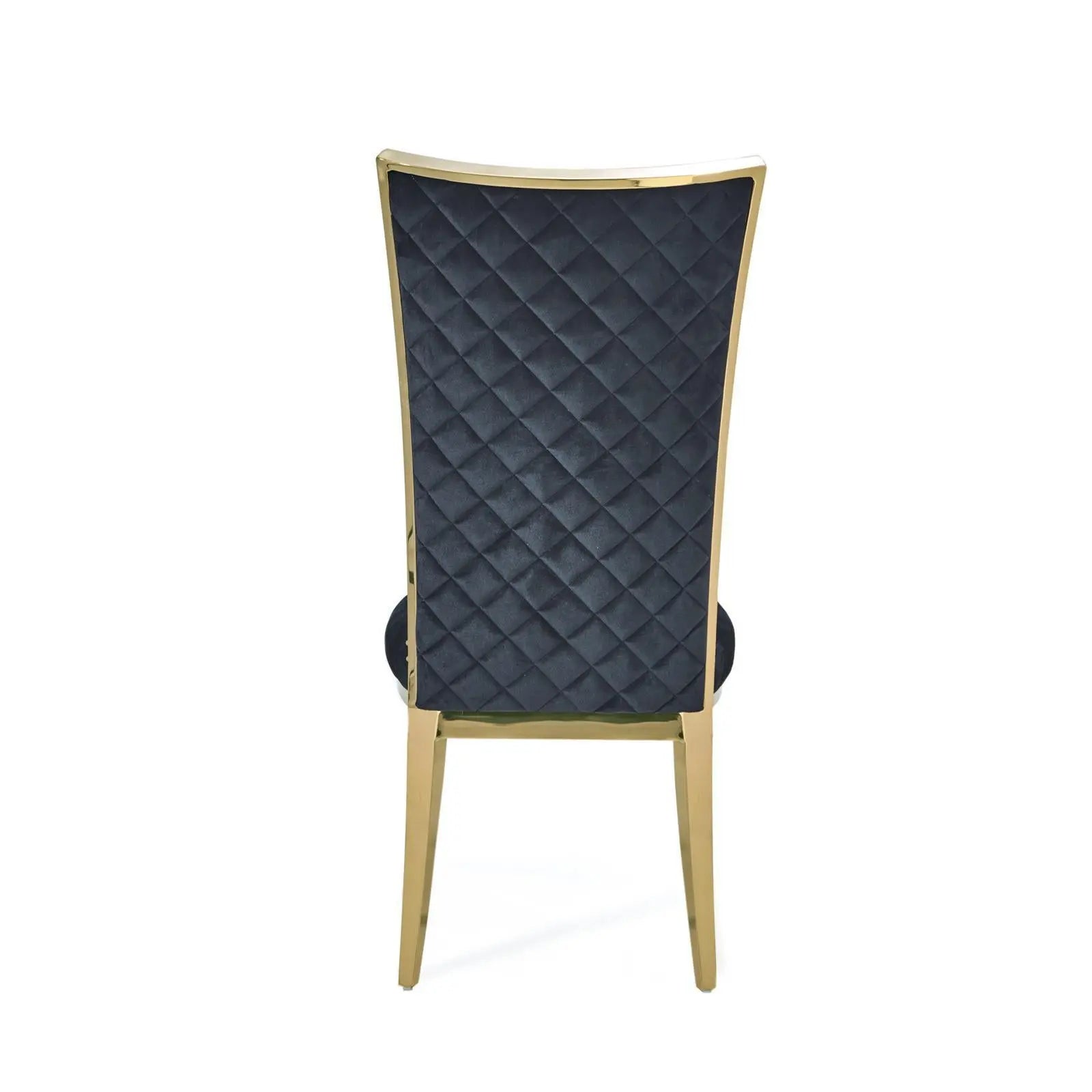 Massimo Titanium Gold Polished Stainless Steel Base Black Luxury Dining Chair