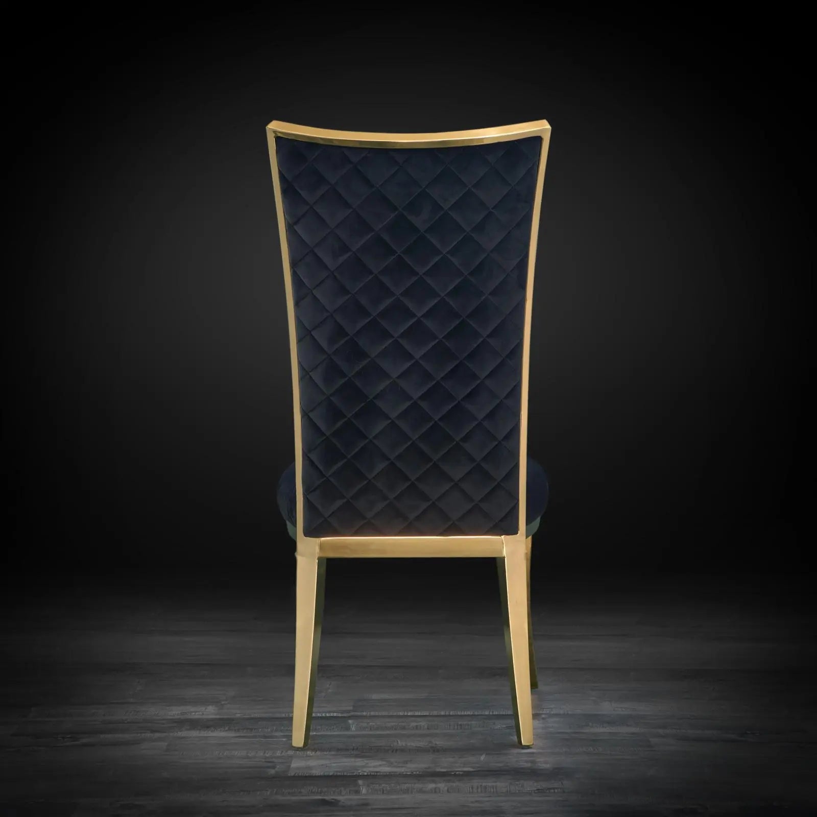 Massimo Titanium Gold Polished Stainless Steel Base Black Luxury Dining Chair