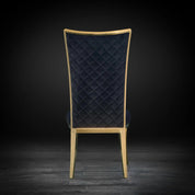 Massimo Titanium Gold Polished Stainless Steel Base Black Luxury Dining Chair