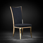 Massimo Titanium Gold Polished Stainless Steel Base Black Modern Dining Chair