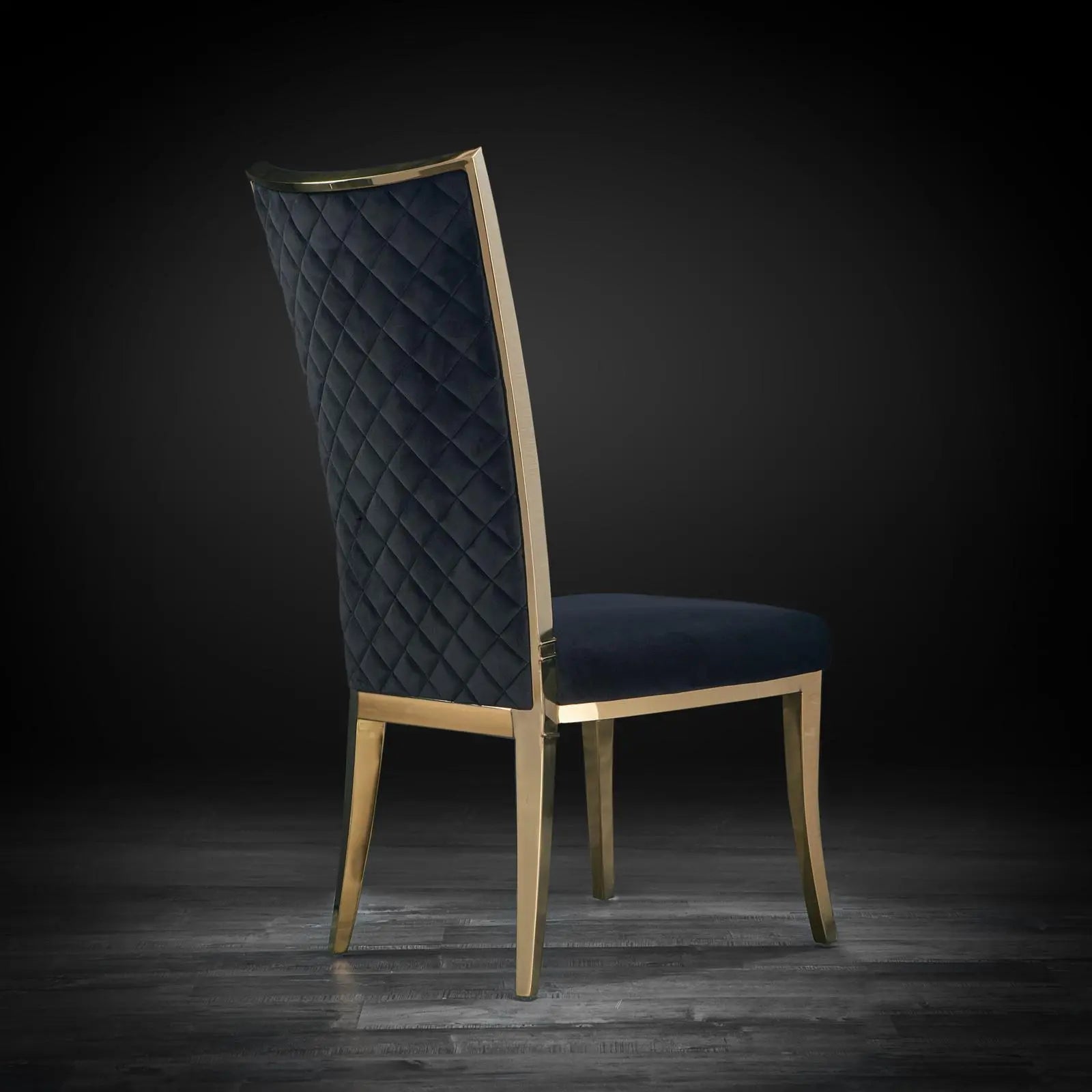 Massimo Titanium Gold Polished Stainless Steel Base Black Roberto Grassie Dining Chair