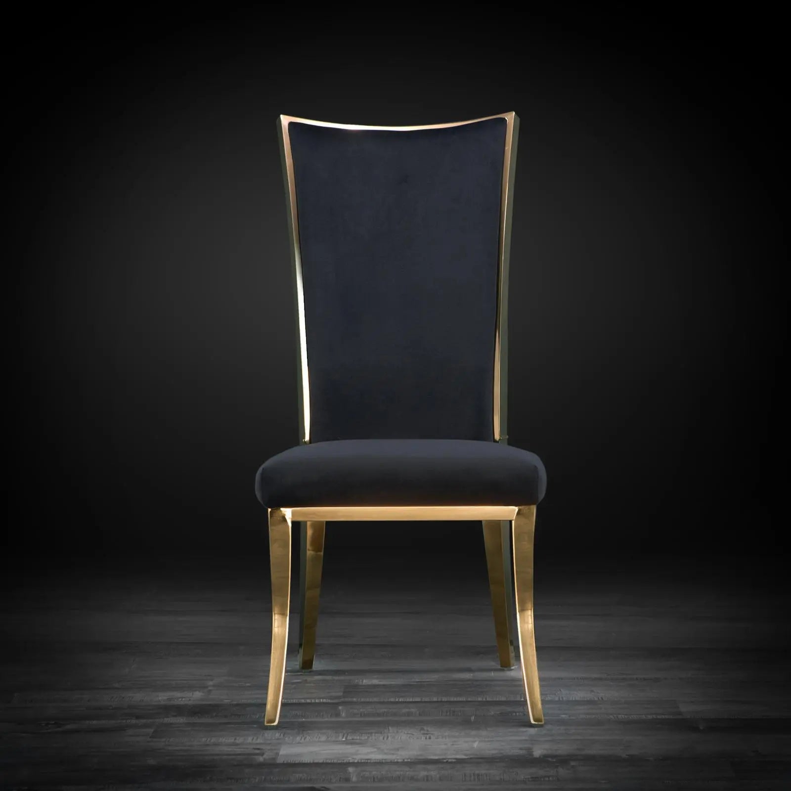 Massimo Titanium Gold Polished Stainless Steel Base Black Stylish Dining Chair