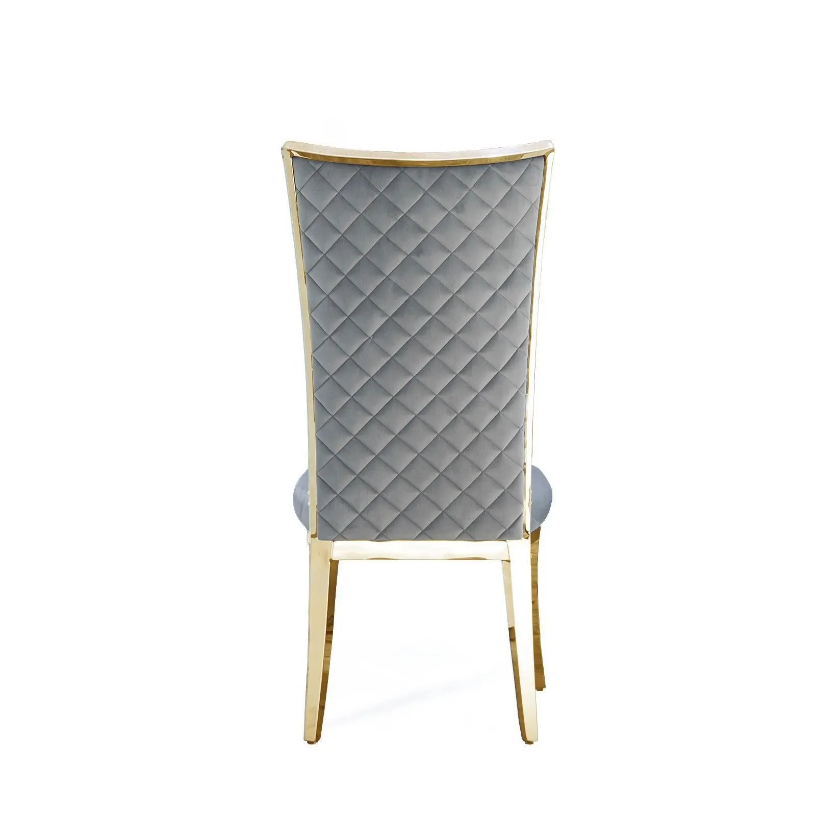 Massimo Titanium Gold Polished Stainless Steel Base Gray Luxury Dining Chair