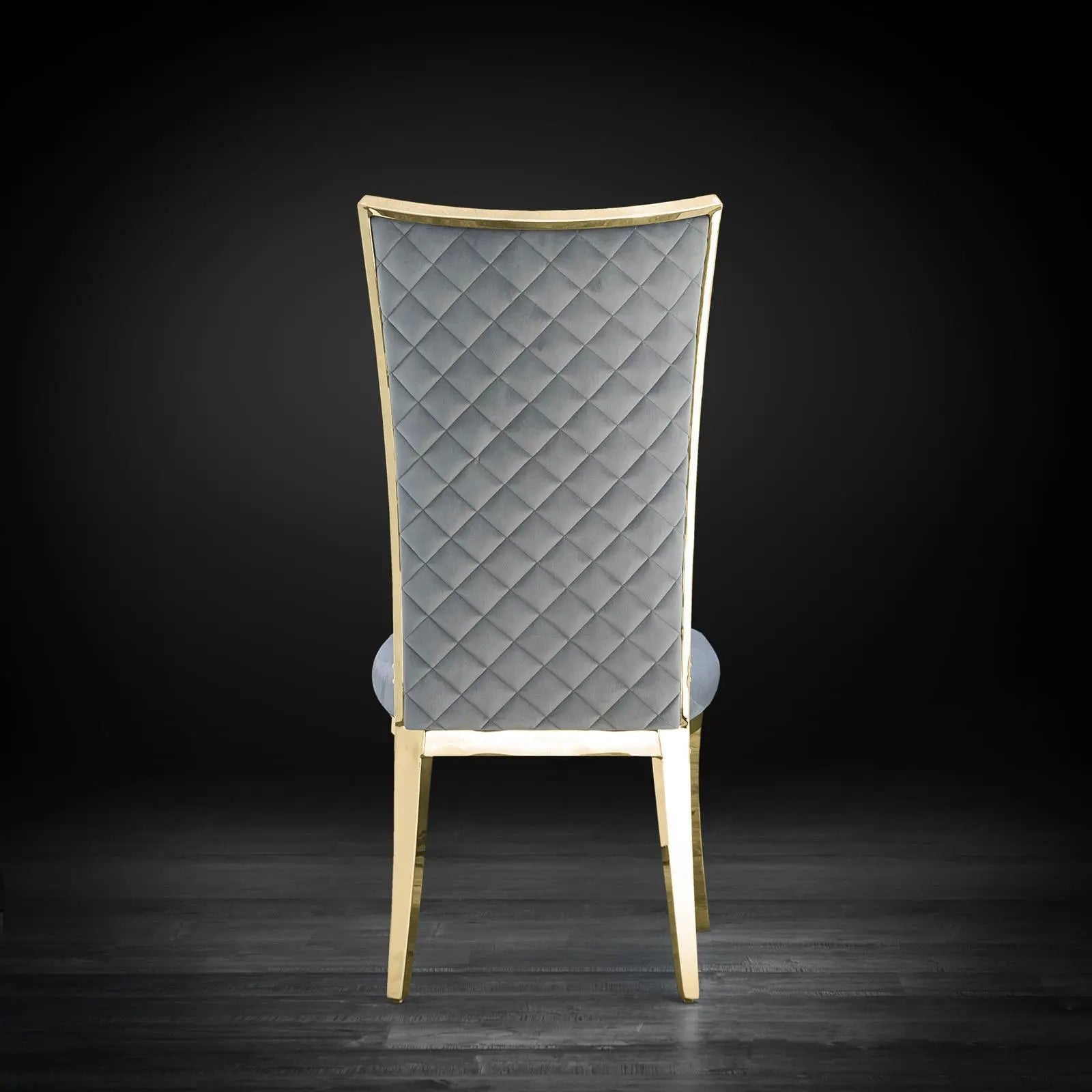 Massimo Titanium Gold Polished Stainless Steel Base Gray Luxury Dining Chair