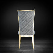 Massimo Titanium Gold Polished Stainless Steel Base Gray Luxury Dining Chair