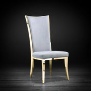 Massimo Titanium Gold Polished Stainless Steel Base Gray Modern Dining Chair