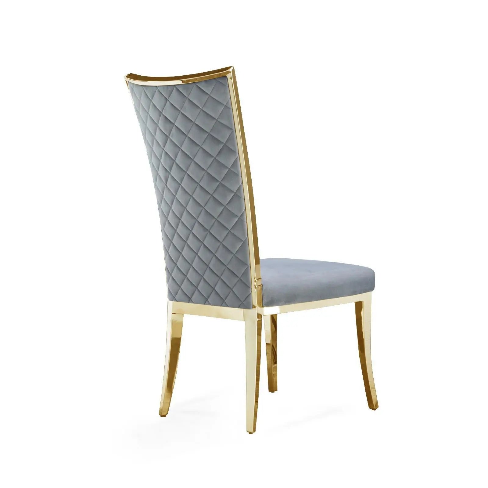 Massimo Titanium Gold Polished Stainless Steel Base Gray Roberto Grassie Dining Chair