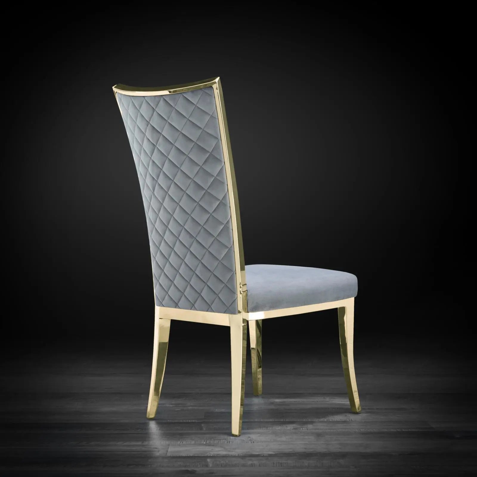 Massimo Titanium Gold Polished Stainless Steel Base Gray Roberto Grassie Dining Chair