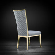 Massimo Titanium Gold Polished Stainless Steel Base Gray Roberto Grassie Dining Chair