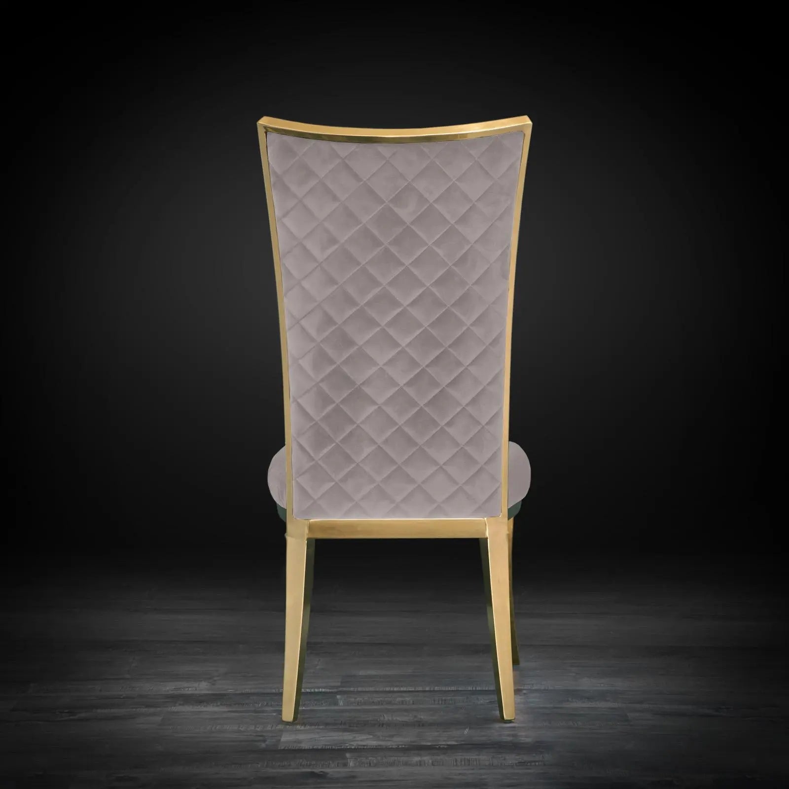 Massimo Titanium Gold Polished Stainless Steel Base Taupe Luxury Dining Chair