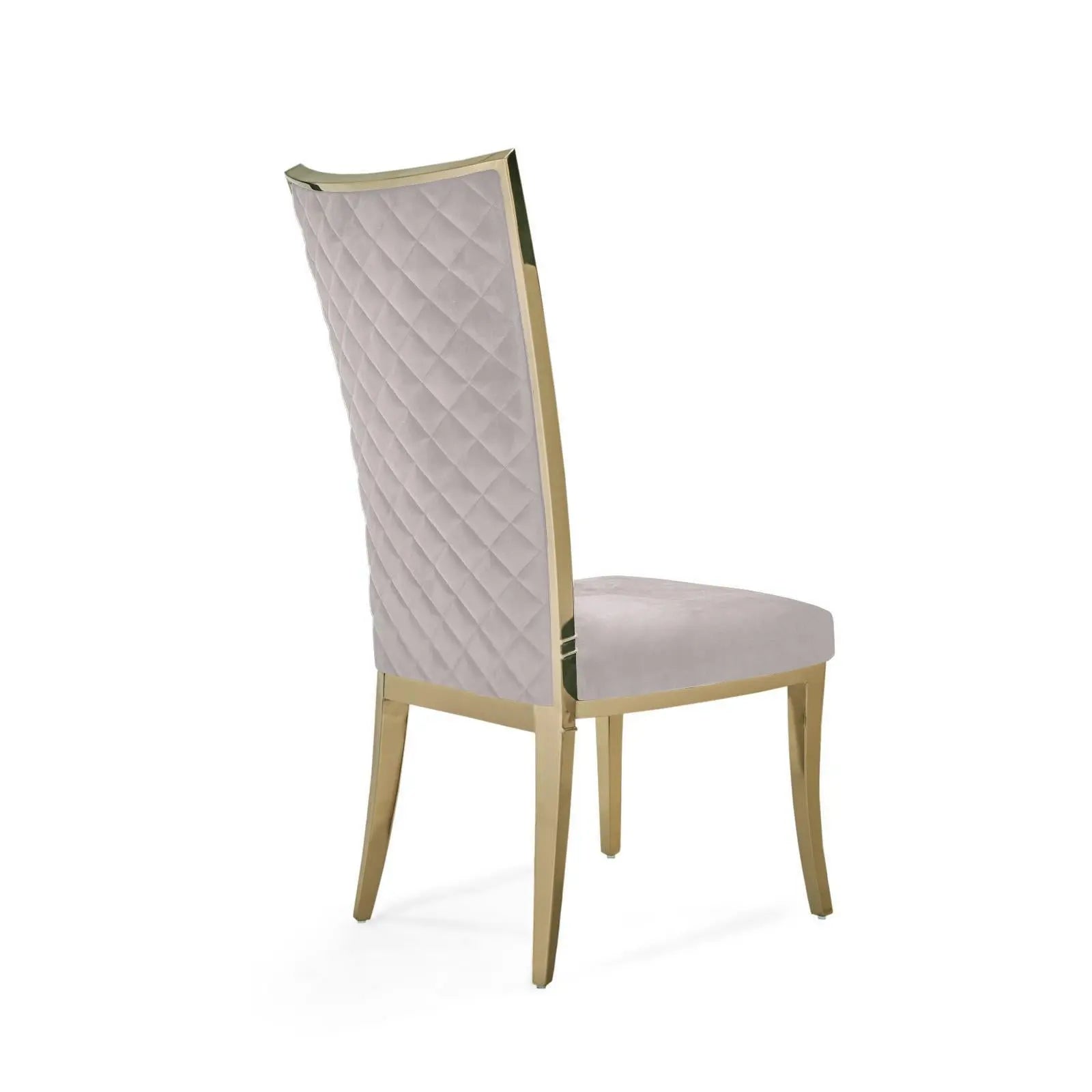 Massimo Titanium Gold Polished Stainless Steel Base Taupe Roberto Grassie Dining Chair