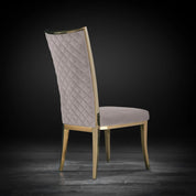 Massimo Titanium Gold Polished Stainless Steel Base Taupe Roberto Grassie Dining Chair